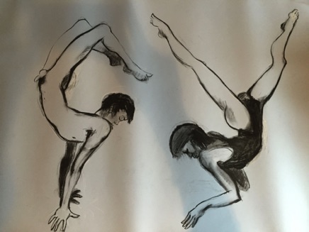 Pair of dancers - no 4 - 
Life drawing in Caran D'Ache oil pencils
(Ref 8)